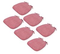 Cuscino in velluto a costine, 43 x 41 x 35 cm, base antiscivolo e laccetti, per giardino, sala da pranzo o ufficio, set da 6, colore: rosa