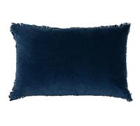 Cuscino in velluto di cotone con mini pompon 60x40 cm