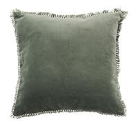 Cuscino in velluto verde con mini pompon 45x45 cm