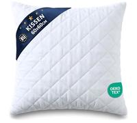 Cuscino Letto 60x60 cm - Cuscini per Divano Arredo e Decorazione in Microfibra Morbida - Guanciale per Dormire Certificato OEKO-TEX Lavabile a 60 Gradi Traspirante Indeformabile Bianco 60 x 60 cm