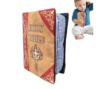 Cuscino Libro Peluche Bibbia Santa - Giocattolo tascabile a forma di libro apribile con versetto bibblico | Peluche Texture in pelle morbida per la comunione, il battesimo e il cuscino per