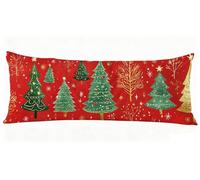 Cuscino Lungo per Dormire Sul Fianco 120 x 40 cm Natale Federe Cuscini Rosso Motivo Stampa Fronte-Retro Cuscino Lungo, Supporto Gravidanza per il Rposo Notturno per Letto e Relax Body Pillow J0-594