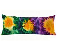 Cuscino Lungo per Dormire Sul Fianco 140 x 40 cm Verde Federe Cuscini Viola Motivo Stampa Fronte-Retro Cuscino Lungo, Supporto Gravidanza per il Rposo Notturno per Letto e Relax Body Pillow J0-606