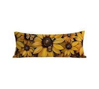 Cuscino Lungo per Dormire Sul Fianco 40x140 cm Giallo Federa Cuscino Letto Matrimoniale con Chiusura Lampo Nascosta, Durable Lino Cuscini per Dormire Sul Fianco, Supporto Gravidanza Pillow Fiore G-748