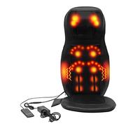 Cuscino massaggiante con 8 testine massaggianti Shiatsu, massaggiante per collo, schiena, lombare, termico, con riscaldamento, adattatore da 12 V (nero)