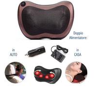 CUSCINO MASSAGGIATORE CERVICALE CASA AUTO MASSAGGIO BENESSERE LED SHIATSU CORPO