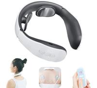 Cuscino massaggiatore per il collo, massaggiatore elettrico a impulsi per il collo con calore, dispositivo per alleviare il dolore, 4 modalità, 15 livelli senza fili per un massaggio profond