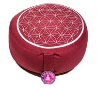 Cuscino Meditazione Rosso Argento Fiore Vita Cotone Organico Pula Grano Pilates