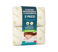 Cuscino Memory Foam Aloe Vera Set 2 Cuscino Ergonomico a Saponetta Antibatterico Ipoallergenico Traspirante per Benessere Notturno e Cuscini Letto Made in Italy per Collo e Cervicale