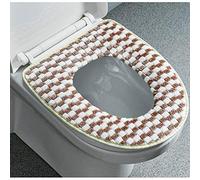 Cuscino morbido per sedile WC, Cuscino invernale in peluche con gancio e anello, guarnizione for WC, sedile caldo for uso domestico(Brown)