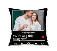 Cuscino musicale personalizzato con codice Spotify e foto, personalizzabile con nome della canzone, per coppie, amanti degli animali domestici, famiglia, regalo di compleanno o matrimonio (1 foto e