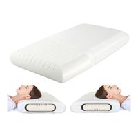 Cuscino ortopedico in memory foam, 70 x 42 x 10 cm, per chi dorme sul fianco, 2 in 1, medio e morbido, ergonomico su entrambi i lati, con rivestimento rimovibile, certificato Öko-Tex bianco