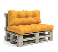 Cuscino pallet, set di 2 materassi per pallet, per esterni o interni, cuscini imbottiti morbidi, idrorepellenti e antiUV, seduta 120 x 80 cm, schienale 120 x 40 cm, giallo miele, decorazione arti