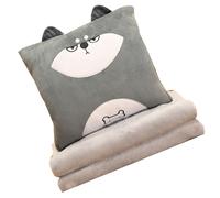 Cuscino peluche con coperta 80x100cm, caldo da mano, ideale per pisolini in ufficio
