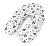 Cuscino per allattamento con imbottitura, per neonati e donne incinte, per dormire su un fianco, in cotone, con federa da 170 cm, motivo: stelle cadenti, grigio