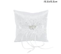 Cuscino Per Anello Bianco Con Fiocco E Perle Romantico Per Matrimonio Nuovo