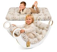 Cuscino per arco Montessori & dondolo 60x120 cm - materasso da terra bambini reversibile - seduta relax lettura gioco per la cameretta fodera cotone Oeko-Tex Giraffe