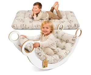 Cuscino per arco Montessori & dondolo 60x120 cm - materasso da terra bambini reversibile - seduta relax lettura gioco per la cameretta fodera cotone Oeko-Tex Giraffe