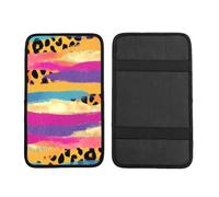 Cuscino per bracciolo auto con stampa leopardata glitterata arcobaleno colorato impermeabile per console centrale auto bracciolo sedile auto protezione universale adatto per la maggior parte dei