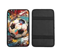 Cuscino per bracciolo auto da calcio ad acquerello, palla sportiva, impermeabile, per console centrale dell'auto, protezione universale per la maggior parte dei veicoli SUV