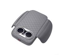 Cuscino per bracciolo auto in pelle PU con 2 portabicchieri e tasca laterale, si adatta alla maggior parte delle console, offre una comoda conservazione e un comodo supporto durante la guida (grigio)
