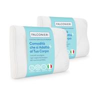 Cuscino per Cervicale Ergonomico per Dormire in Memory Foam HD Guanciale Antirussamento a Doppia Onda Efficace Supporto per Collo Spalle e Schiena con Federa Antiacaro Lavabile in Lavatrice (2pz)