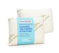 Cuscino per Cervicale Ergonomico per Dormire in Memory Foam HD Guanciale Classico Alto 11cm Antirussamento Efficace Supporto per Collo Spalle e Schiena con Federa Antiacaro Lavabile in Lavatrice (2pz)