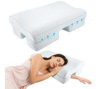 Cuscino per chi dorme sul fianco con 4 fori per le braccia - Cuscino di supporto cervicale regolabile con memory foam, allevia la pressione e previene l'intorpidimento delle braccia traspirante