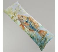 Cuscino per Chi Dorme Sul Fianco Saggio Federe Cuscino Letto 60 x 180 cm, Con Cerniera Invisibile Pescare Stampa Fronte-retro Morbido Velluto Federe Cuscini, Gravidanza e Dormire Sul Fianco Y4-1186