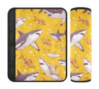 Cuscino per cintura di sicurezza, 2 pezzi, motivo pesce bianco marino, colore giallo brillante, protegge collo e spalle, supporto per il collo del sedile dell'auto per camion e la maggior parte delle