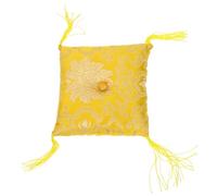 Cuscino per Ciotola Sonora, Base in Stoffa Gialla, Stile Buddhista | Panno Morbido, Ricamo Tradizionale, Aiuta la Stabilità, Protegge il Tavolo, per Yoga e Ufficio Colore Casuale