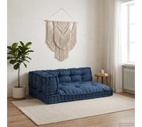 Cuscino per Divano Pallet 3 pz Tessuto Indaco 120 x 80 x 38 cm
