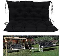 Cuscino per dondolo da esterno impermeabile per mobili da giardino a 2 o 3 posti, con schienale e cinghie, nero, 150 x 100 x 10 cm e comodi cuscini da terrazza