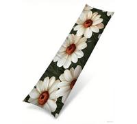 Cuscino per Dorme Sul Fianco 30x105 cm, Set da 1 Margherita Cuscino Lungo con Lampo Nascosta Morbido Velluto Bianco Federe Cuscini, Regalo per la Gravidanza e Dormire Sul fianco Body Pillow B1-1197
