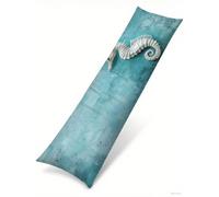Cuscino per Dorme Sul Fianco 40x120 cm, Set da 1 Cavalluccio Marino Cuscino Lungo con Lampo Nascosta Morbido Velluto Blu Federe Cuscini, per la Gravidanza e Dormire Sul fianco Body Pillow B1-1423