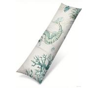 Cuscino per Dorme Sul Fianco 40x145 cm, Set da 1 Cavalluccio Marino Cuscino Lungo con Lampo Nascosta Morbido Velluto Verde Federe Cuscini, per la Gravidanza e Dormire Sul fianco Body Pillow B1-1405