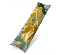 Cuscino per Dorme Sul Fianco 40x145 cm, Set da 1 Fiori Cuscino Lungo con Lampo Nascosta Resistenti Morbido Velluto Giallo Federe Cuscini, per la Gravidanza e Dormire Sul fianco Body Pillow B1-1329