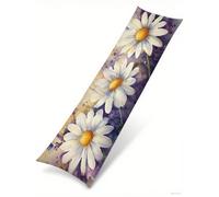 Cuscino per Dorme Sul Fianco 50x180 cm, Set da 1 Margherita Cuscino Lungo con Lampo Nascosta Resistenti Morbido Velluto Viola Federe Cuscini, per la Gravidanza e Dormire Sul fianco Body Pillow B1-1381