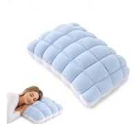 Cuscino per dormire a soffio morbido, Cuscino rinfrescante con marshmallow | Alta resilienza, 3 soffici per chi dorme caldo e copertura in seta ghiacciata per tutte le stagioni(Blue)