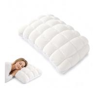 Cuscino per dormire a soffio morbido, Cuscino rinfrescante con marshmallow | Alta resilienza, 3 soffici per chi dorme caldo e copertura in seta ghiacciata per tutte le stagioni(White)