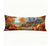 Cuscino per Dormire Sul Fianco 40x120 cm, Autunno Lungo Cuscino Gravidanza Rurale Federe Cuscini con Chiusura Lampo Nascosta, Morbido Velluto Body Pillow per Camera Dormire sul Fianco Regalo H0-828