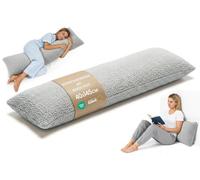Cuscino per dormire sul fianco 40x145 cm cuscino lungo ergonomico Bouclé | imbottitura morbida che mantiene la forma traspirante delicata sulla pelle e silenziosa sfoderabile - Grigio Chiaro