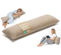 Cuscino per dormire sul fianco 40x145 cm cuscino lungo ergonomico Bouclé | imbottitura morbida che mantiene la forma traspirante delicata sulla pelle e silenziosa sfoderabile - Beige
