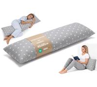 Cuscino per dormire sul fianco 40x145 cm cuscino lungo ergonomico Cotone | imbottitura morbida che mantiene la forma traspirante delicata sulla pelle e silenziosa - Stelle bianche su grigio