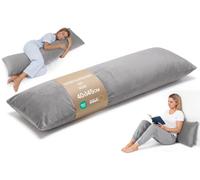 Cuscino per dormire sul fianco 40x145 cm cuscino lungo ergonomico Velluto | imbottitura morbida che mantiene la forma traspirante delicata sulla pelle e silenziosa sfoderabile - Grigiastro