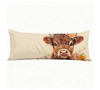 Cuscino per Dormire Sul Fianco 50x180 cm, Animale Lungo Cuscino Gravidanza Mucca Federe Cuscini con Chiusura Lampo Nascosta, Morbido Velluto Body Pillow per Camera Dormire sul Fianco Regalo H0-780