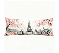 Cuscino per Dormire Sul Fianco 50x180 cm, Rosa Lungo Cuscino Gravidanza Parigi Federe Cuscini con Chiusura Lampo Nascosta, Morbido Velluto Body Pillow per Camera Dormire sul Fianco Regalo H0-824