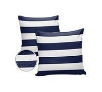 Cuscino per esterni, blu navy e bianco, a righe, impermeabile, per esterni, geometrico, semplice, estivo, in poliestere, federa per cuscino da giardino, decorazione per terrazza, divano