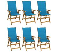 Cuscino per esterni, resistente alle intemperie, tavolo da giardino allungabile, pieghevole, 6 pezzi, con cuscini, in legno massiccio di acacia, adatto per soggiorno, camera da letto, giardino,