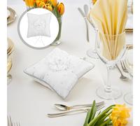 Cuscino per fedi: romantico portafedi con fiore e fiocco - cuscino quadrato